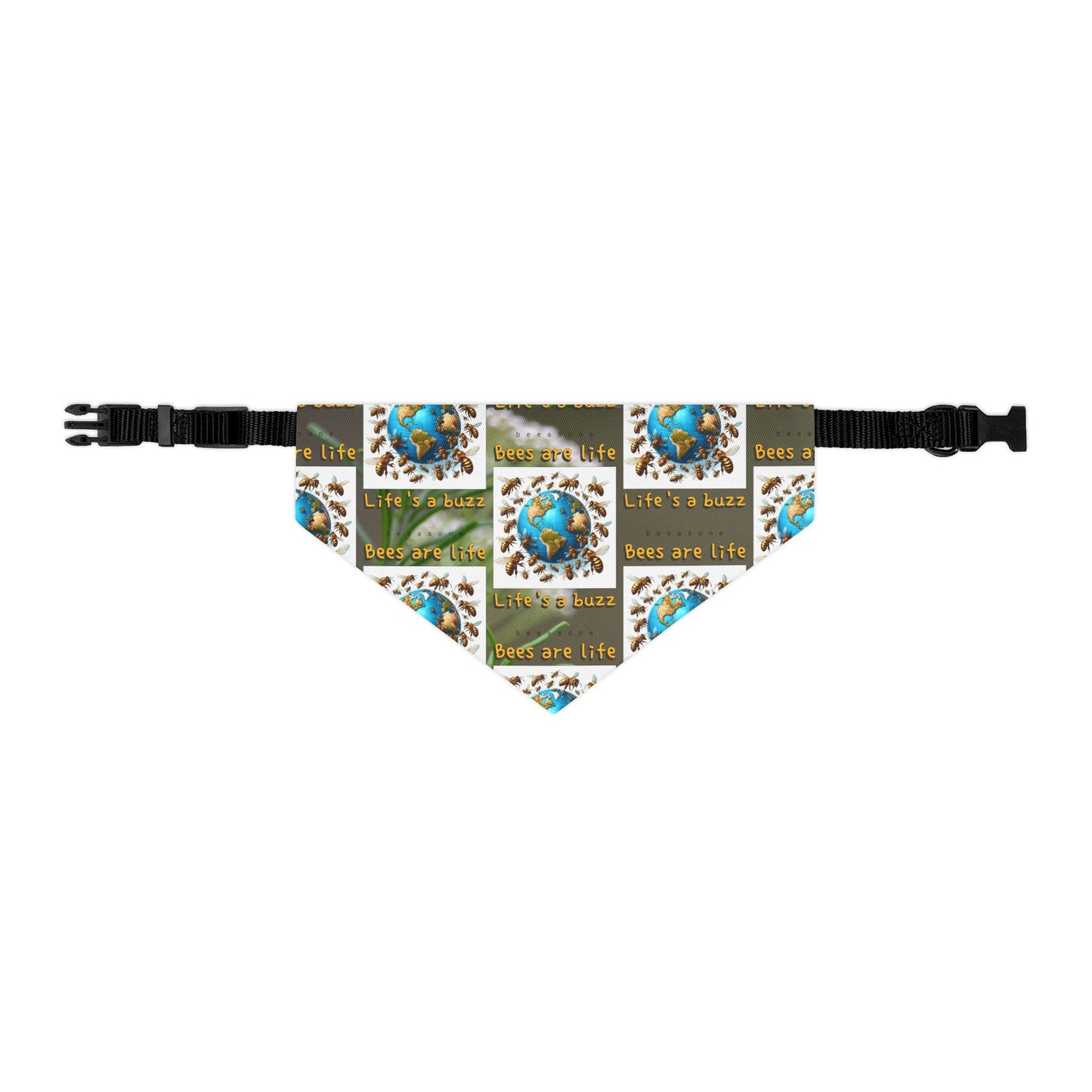 Bees are life pet bandana - never let go with the included adjustable buckle up black collar