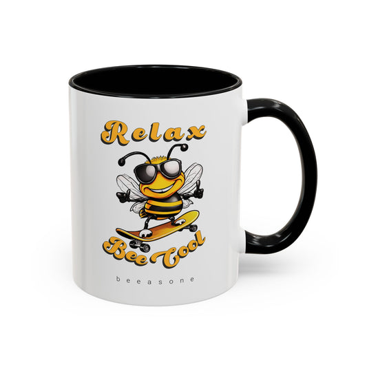 Relax Bee Cool beeasone Hot Chocolate or Coffee Mug (select from 11oz or 15oz lead and BPA Free mugs)