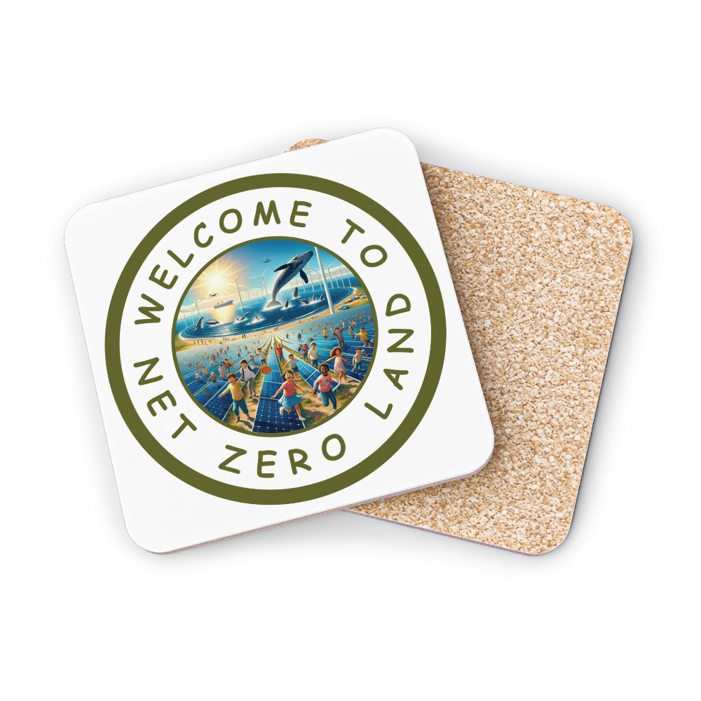 Net Zero Land Coaster - 9.5cm diameter (3.7") available as 1 piece or set of 4. Limited edition (V36)