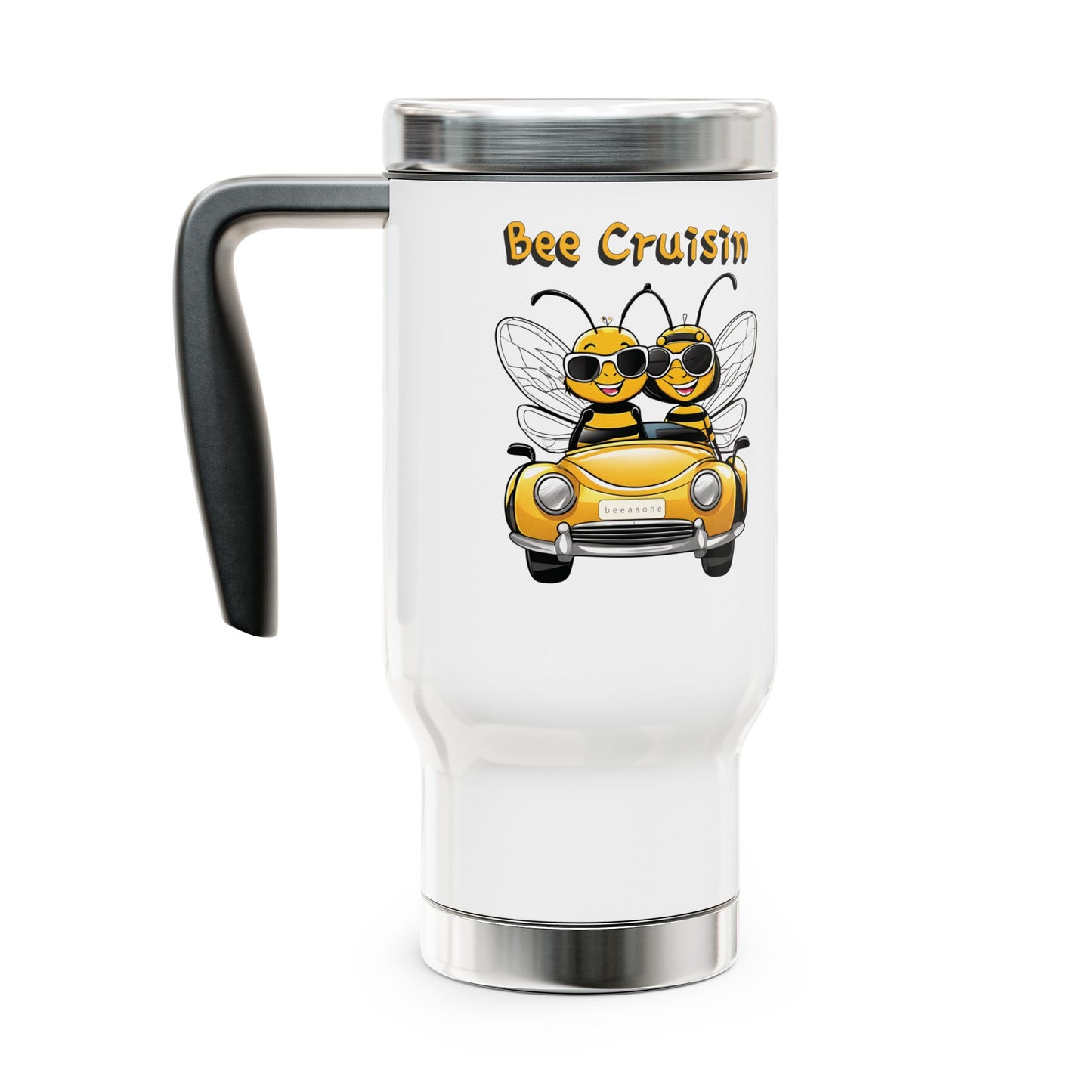 Bee cruisin beeasone Stainless Steel Travel Mug with Handle, 14oz (410mls)