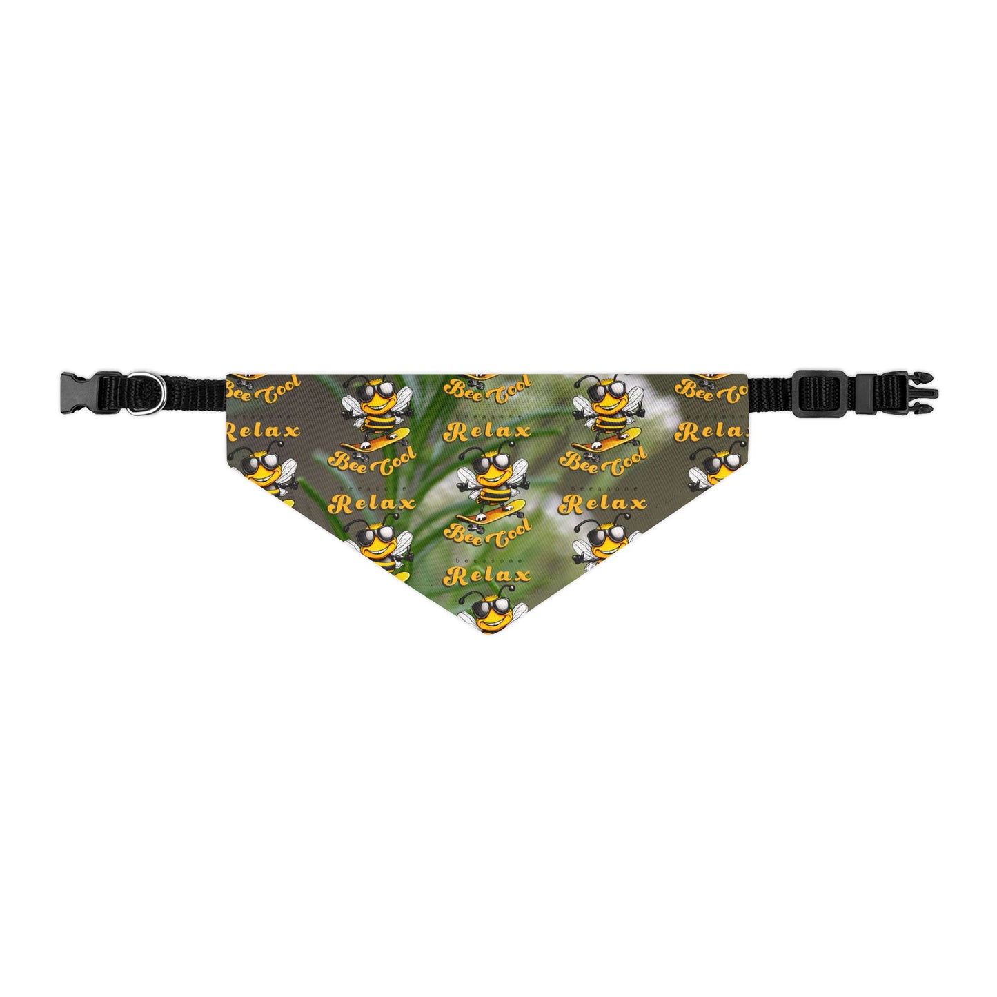 Relaxing pet bandana supporting their best friend, the bees - includes adjustable buckle up black collar