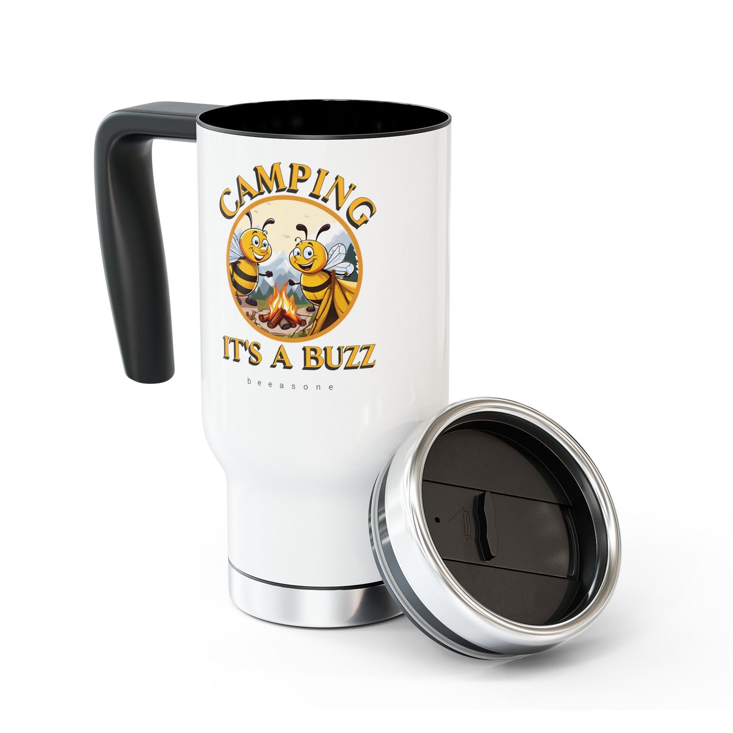 Camping it's a buzz beeasone Stainless Steel Travel Mug with Handle, 14oz (410mls)