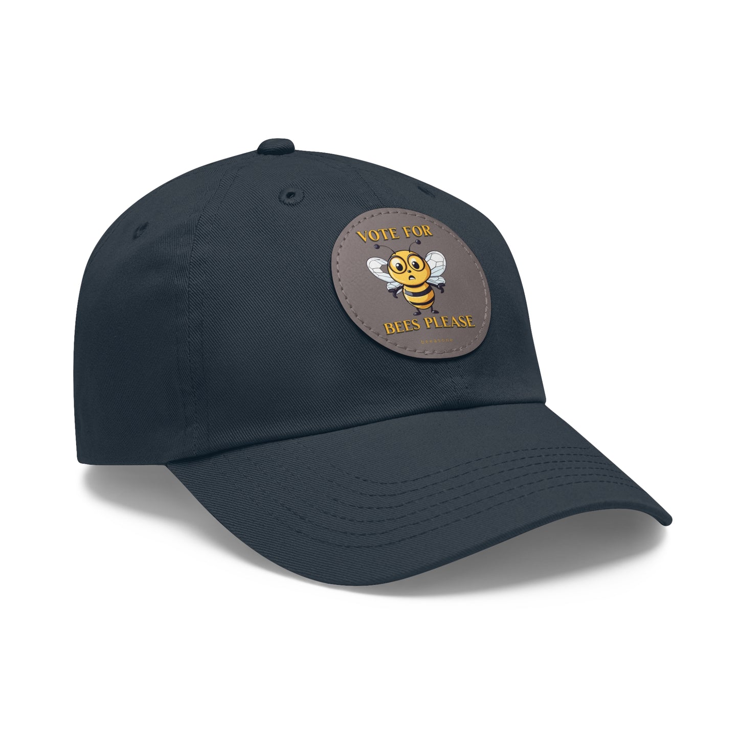 Vote for bees please beeasone Hat with round leather patch