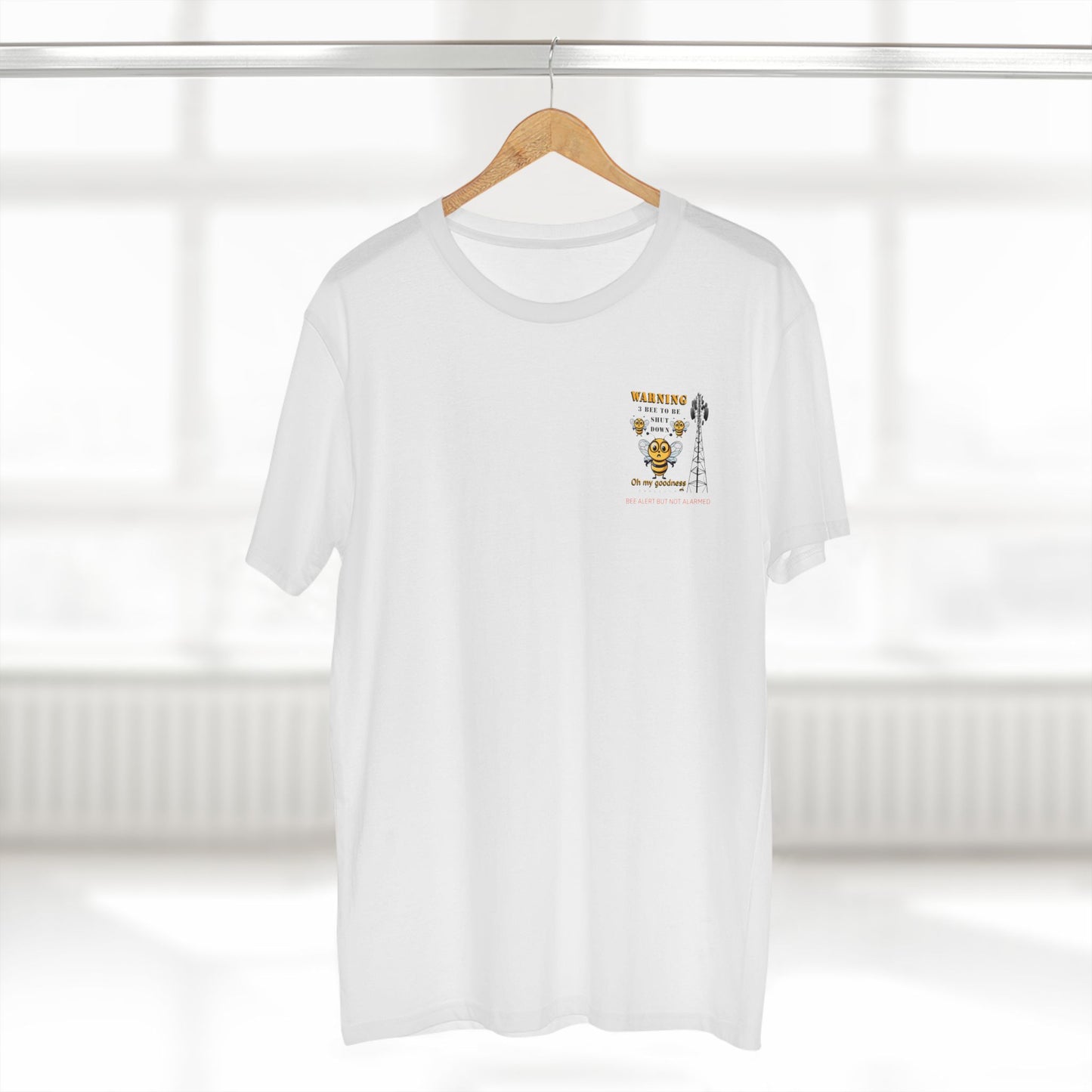 WARNING - 3 Bee to be shut down memento t-shirt with beeasone on back men's shirt