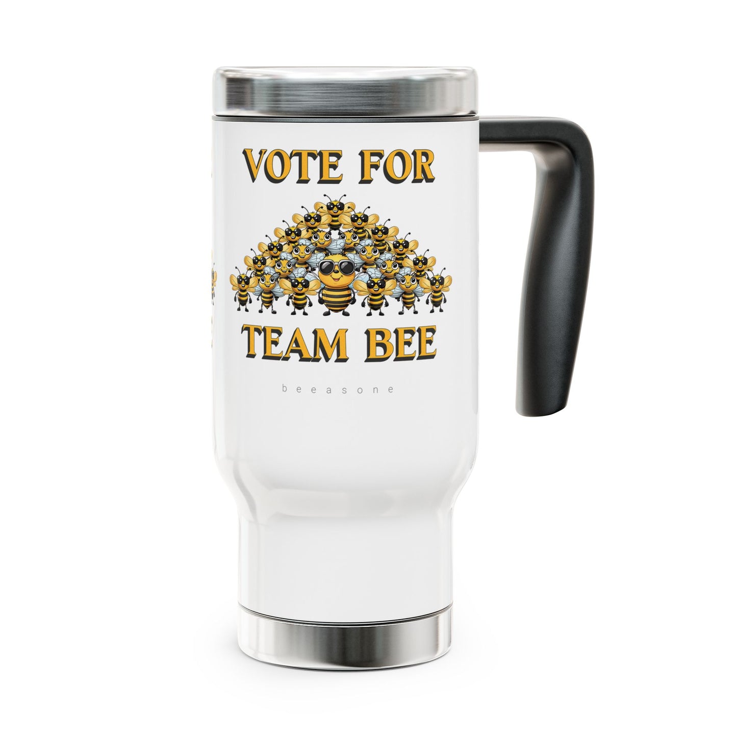 Vote for Team Bee beeasone Stainless Steel Travel Mug with Handle, 14oz (410mls)