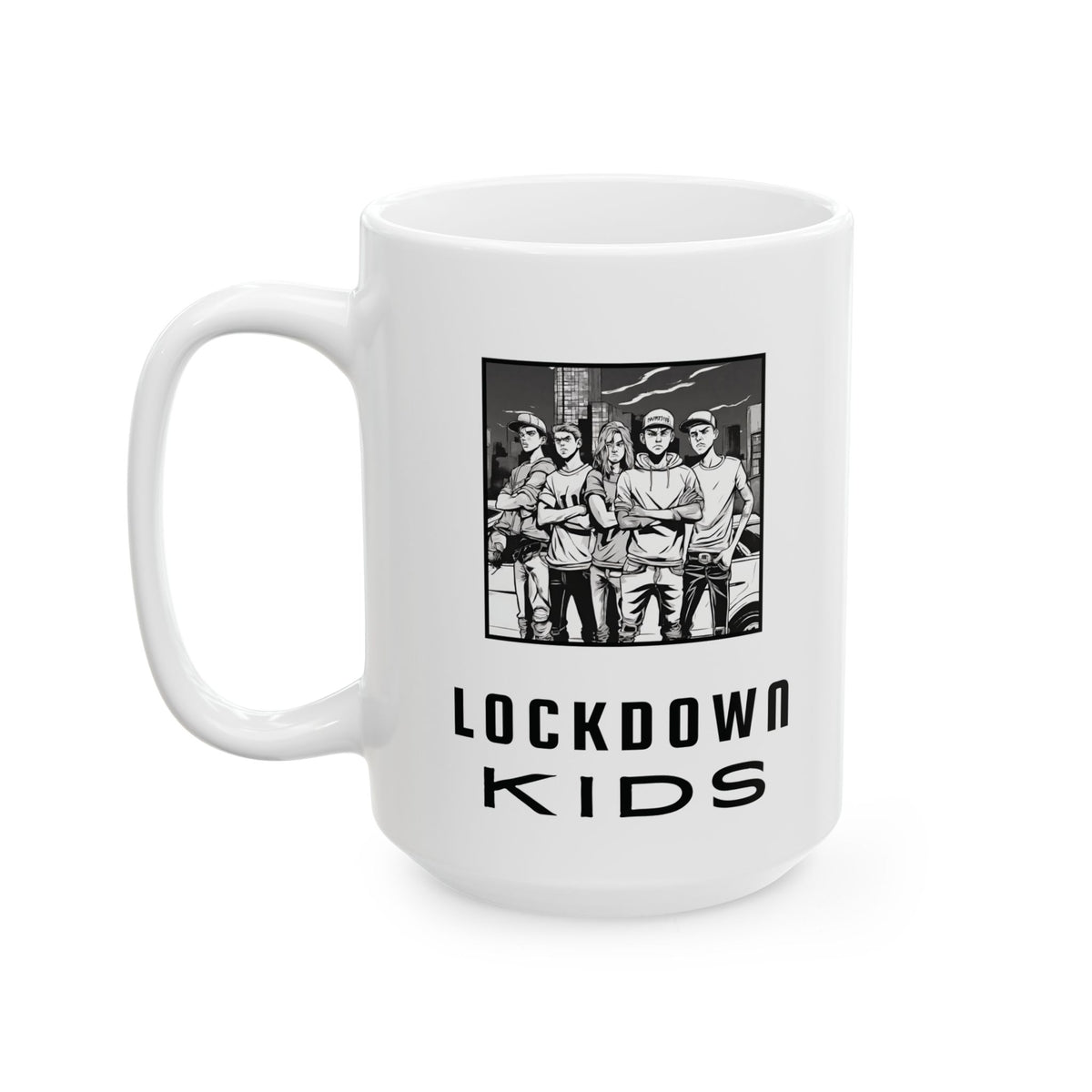 Lockdown Kids not too happy after lockdowns - double sided - Covid Lockdown Cup - mono