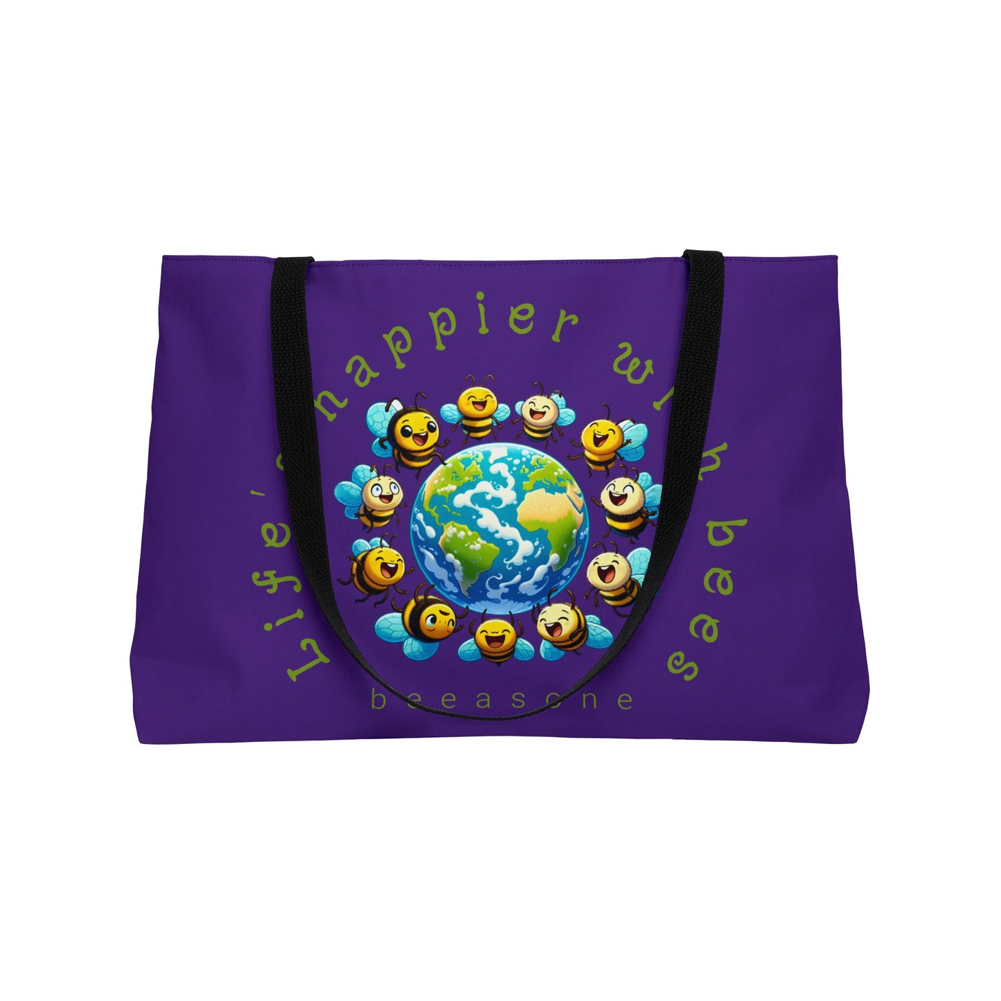 Life's happier with bees beeasone weekender tote bag Purple