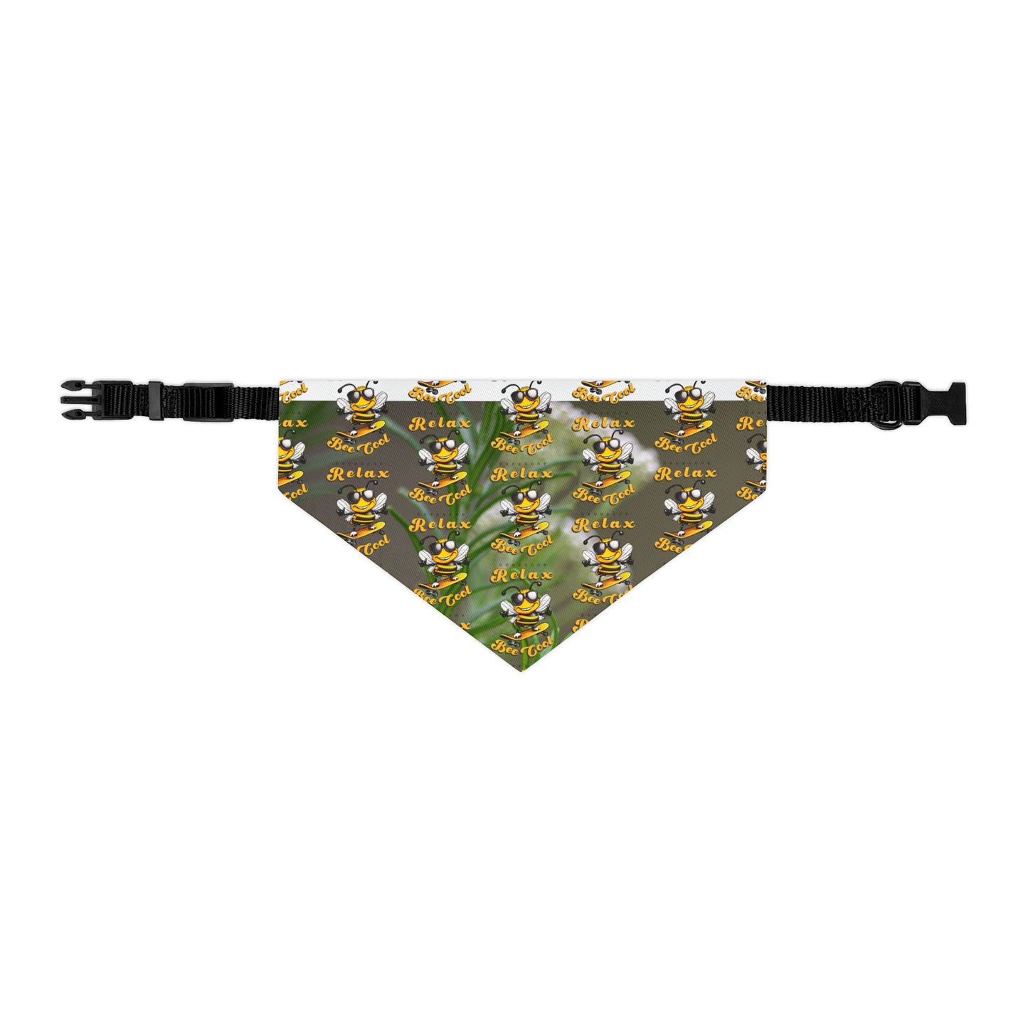 Relaxing pet bandana supporting their best friend, the bees - includes adjustable buckle up black collar