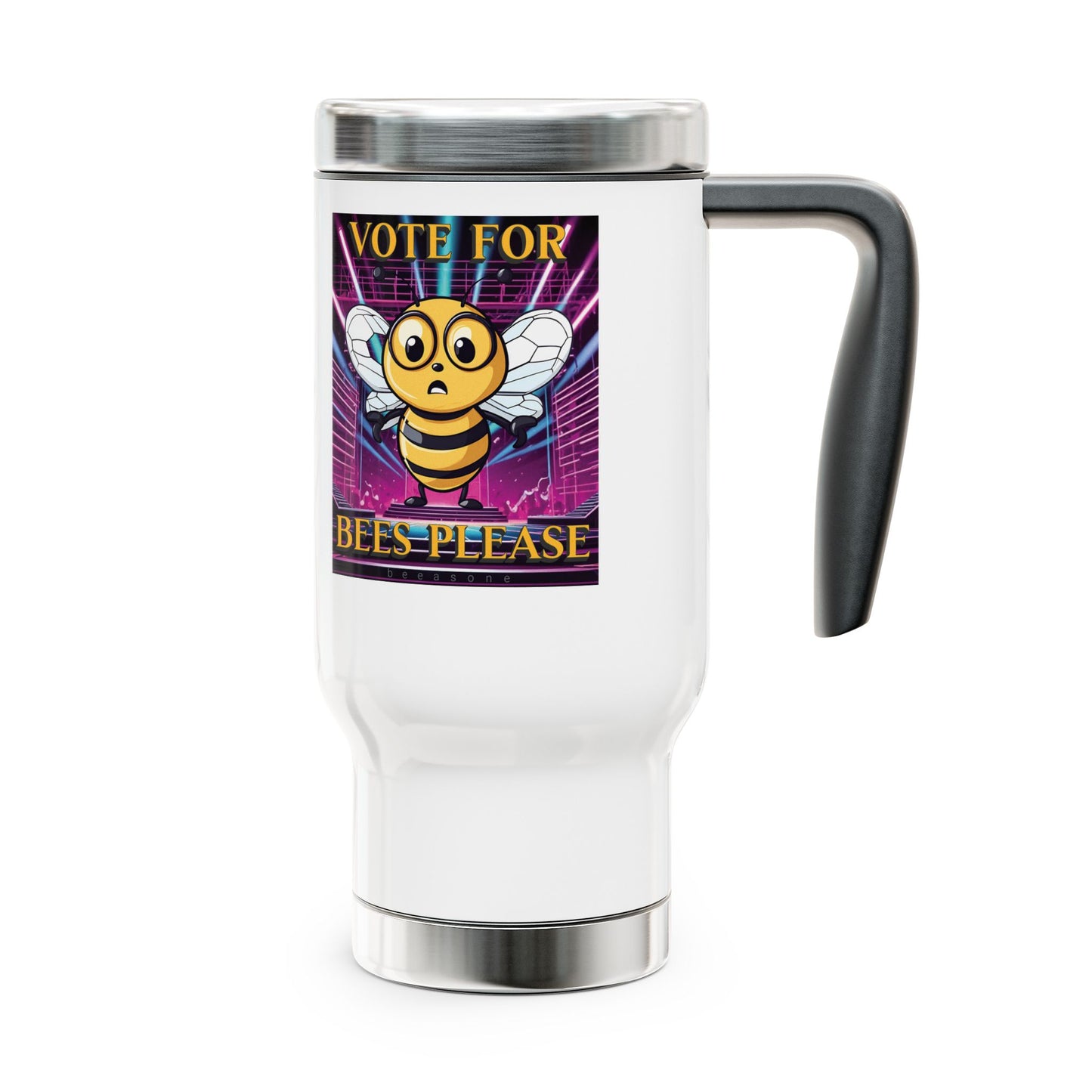 Vote for bees please beeasone Stainless Steel Travel Mug with Handle, 14oz (410mls)