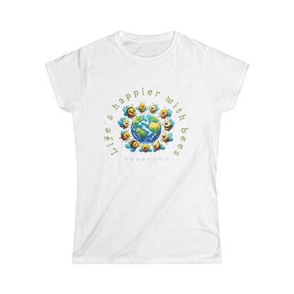 Life's Happier With Bees beeasone Women's Softstyle T-shirt available in diff colors