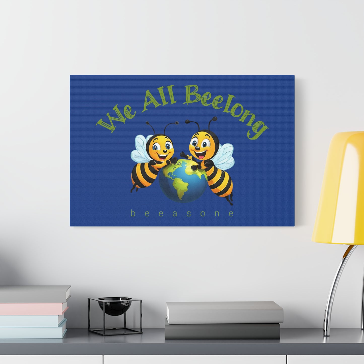 We all beelong beeasone print on canvas with hanging kit