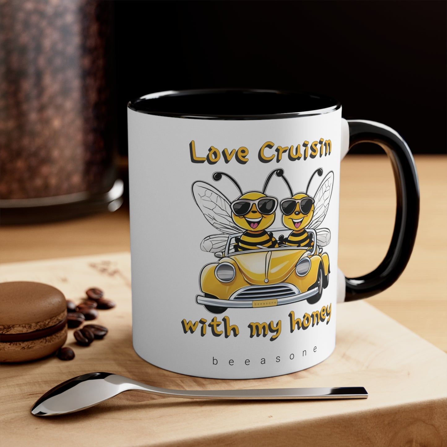 Love cruisin with my honey beeasone coloured Hot chocolate or Coffee Mug 325ml (Standard 11oz)