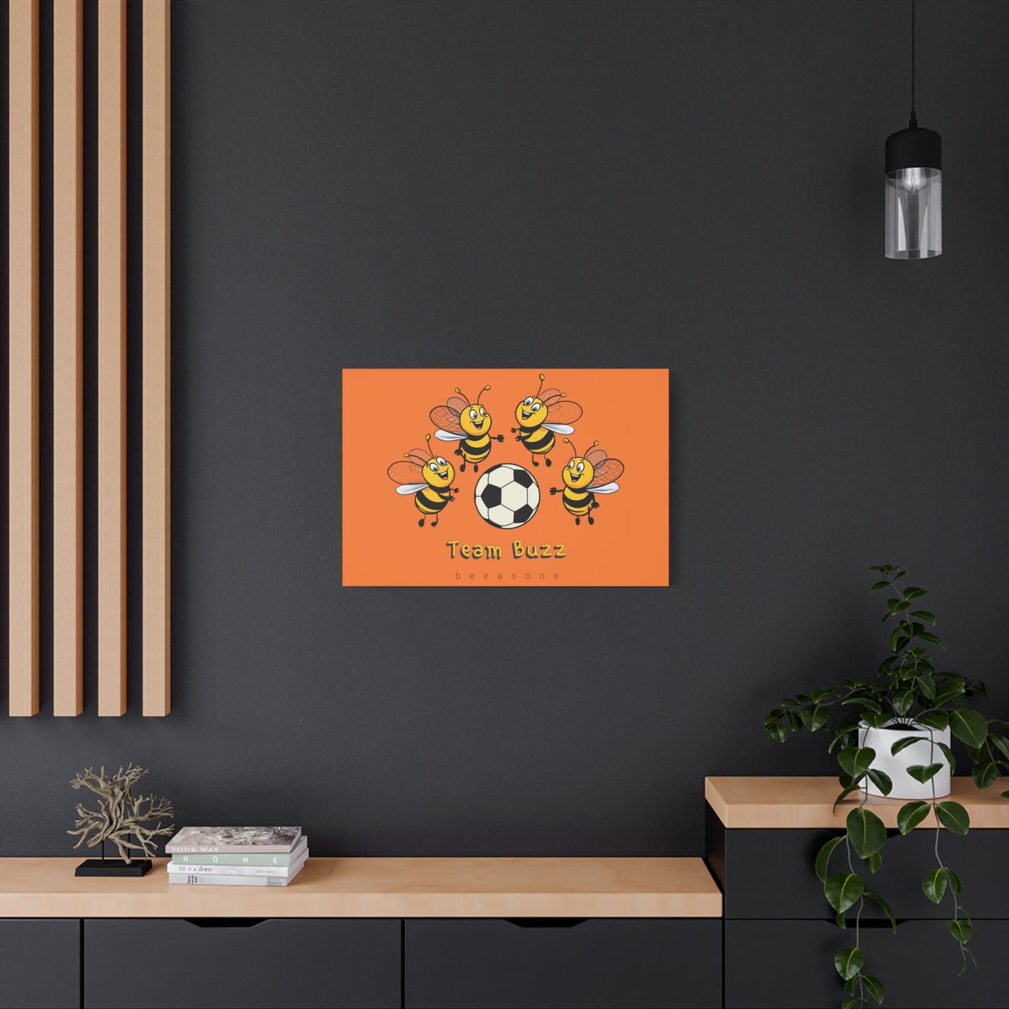 Soccer beeasone print on canvas with hanging kit