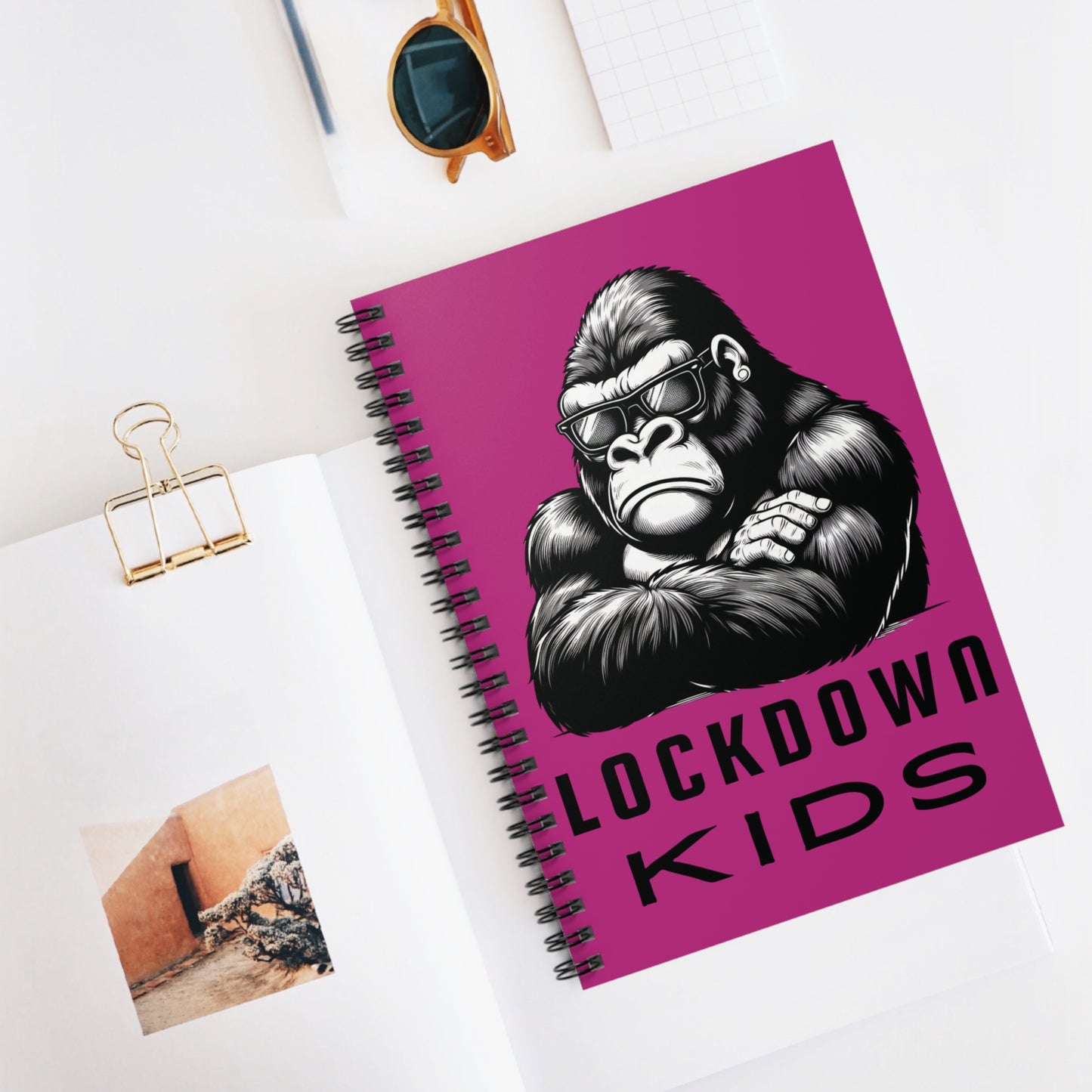 Lockdown Kids spiral note book - Gorilla - Pink