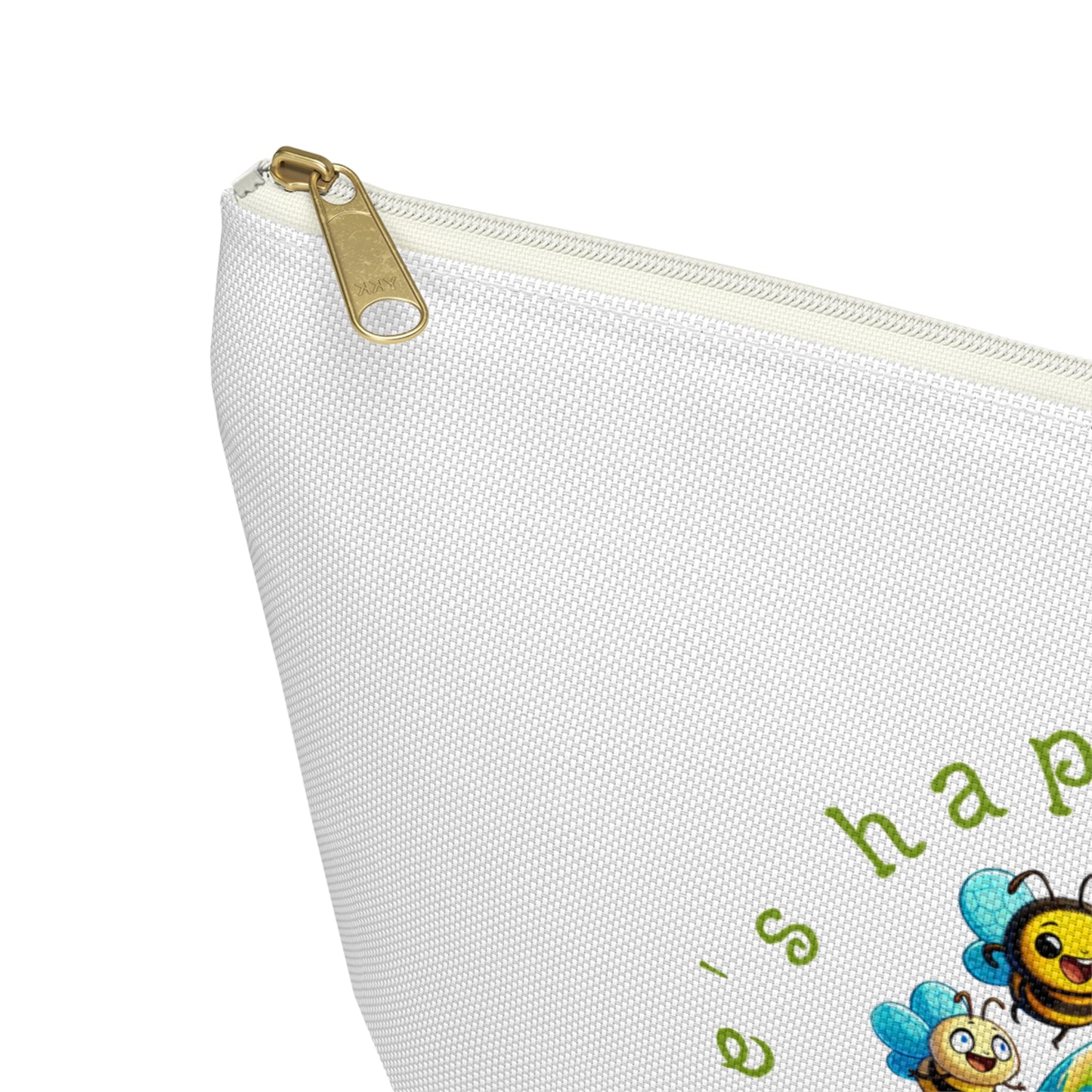 Life's happier with bees beeasone stylish white cosmetics pouch