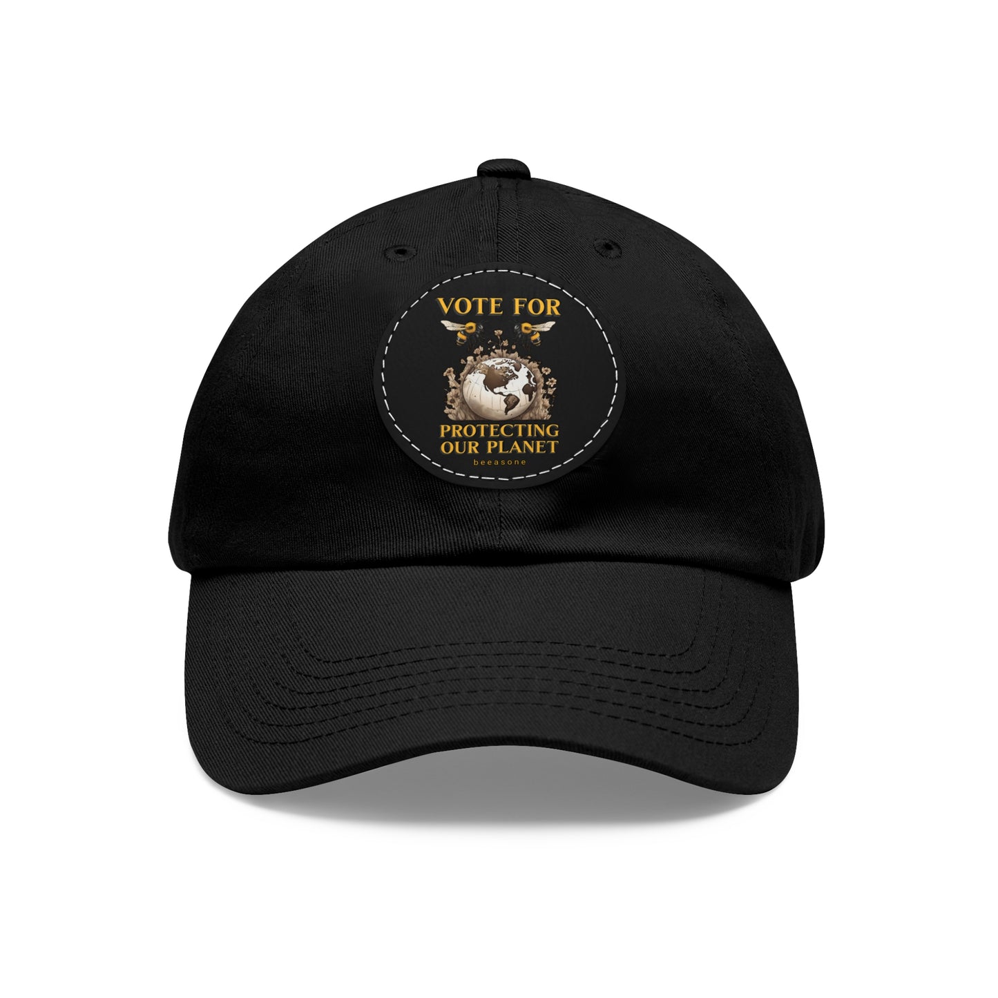 Vote for protecting our planet beeasone Hat with round leather patch