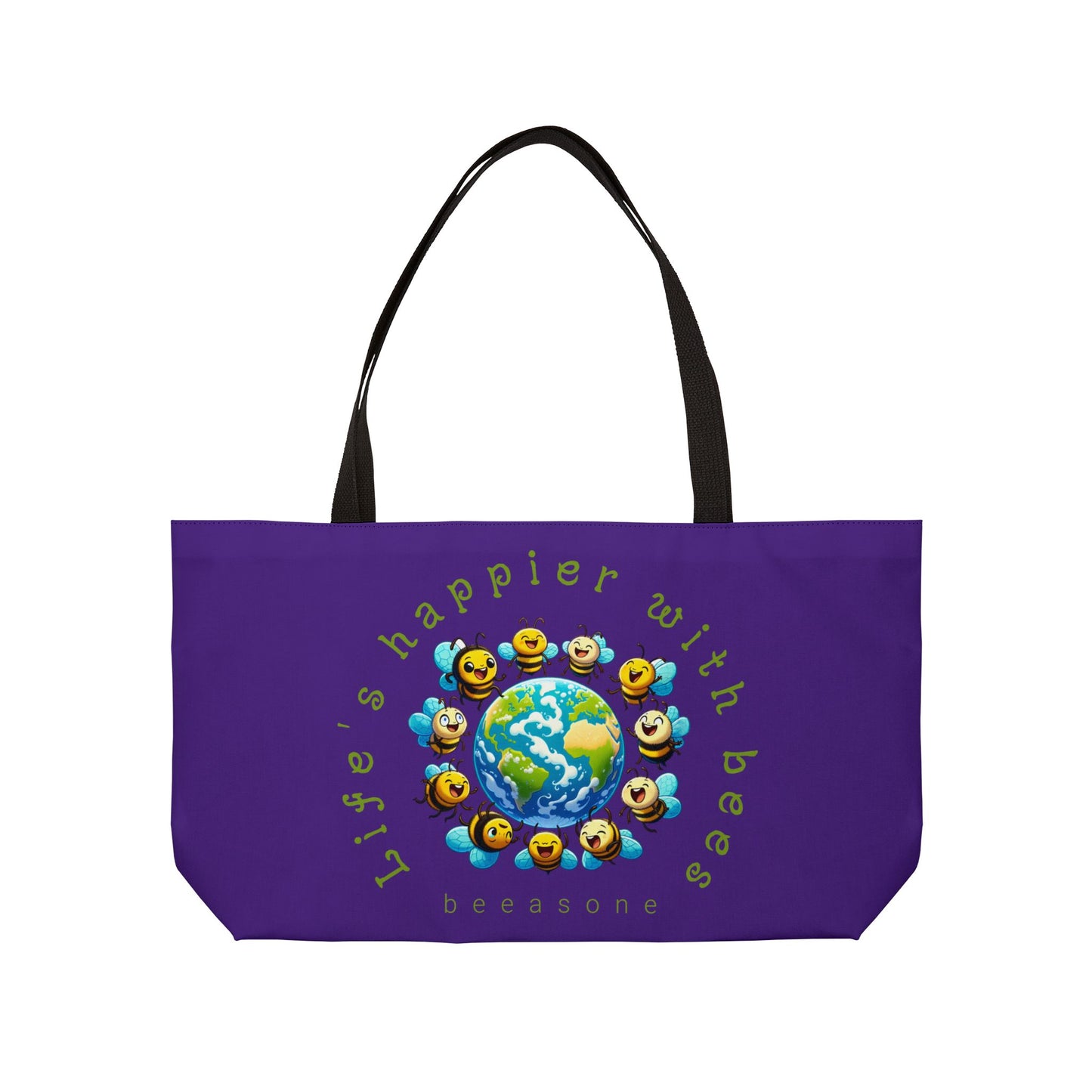 Life's happier with bees beeasone weekender tote bag Purple