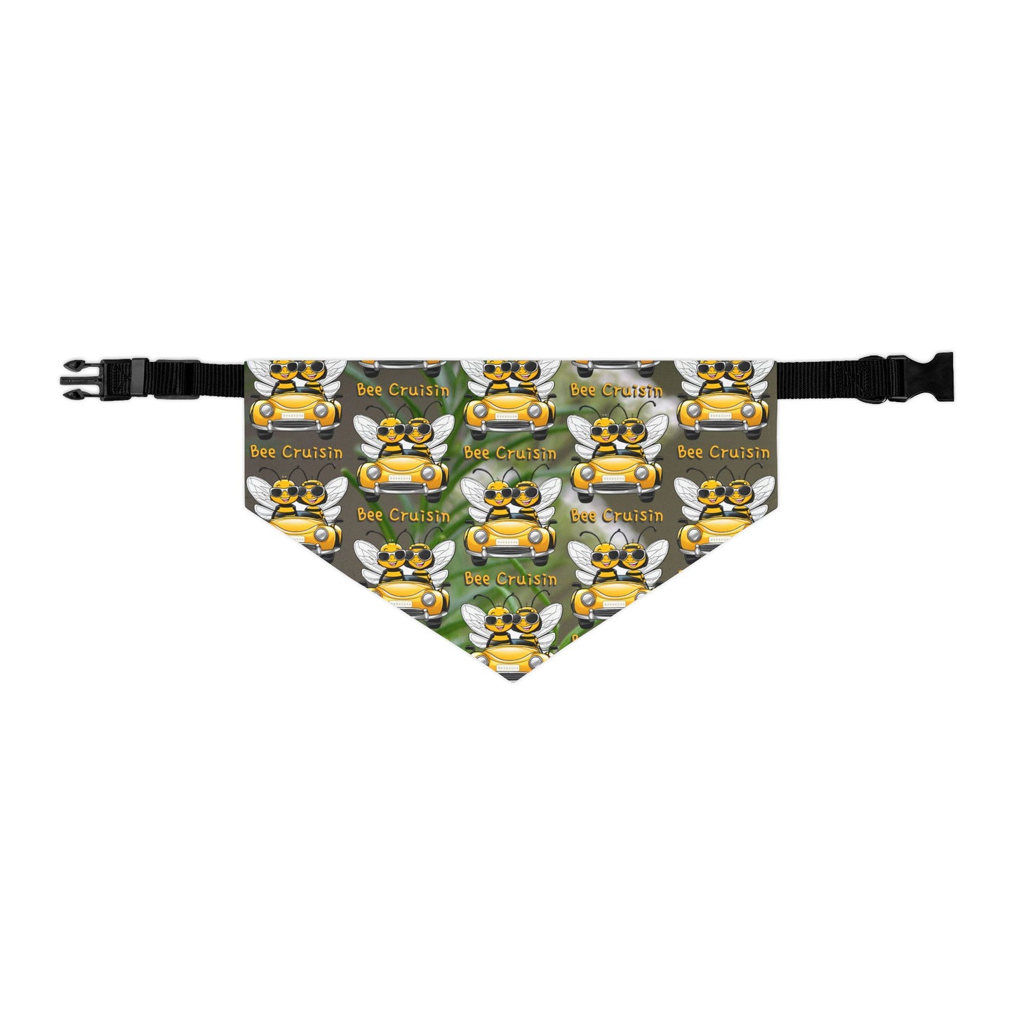 Cruisin Pet Bandana supporting their best friend, the bees - includes adjustable buckle up black collar