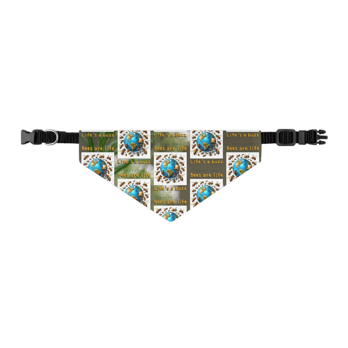 Bees are life pet bandana - never let go with the included adjustable buckle up black collar