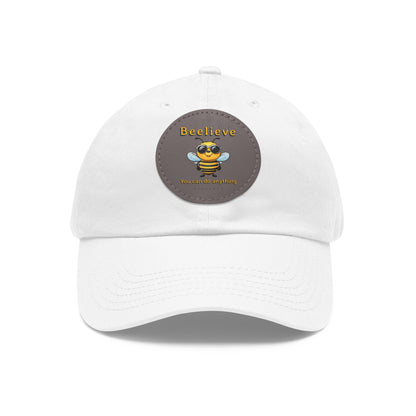 Beelieve you can do anything beeasone Hat with round leather patch