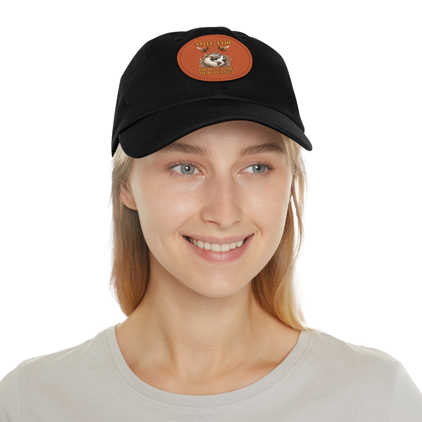 Vote for protecting our planet beeasone Hat with round leather patch