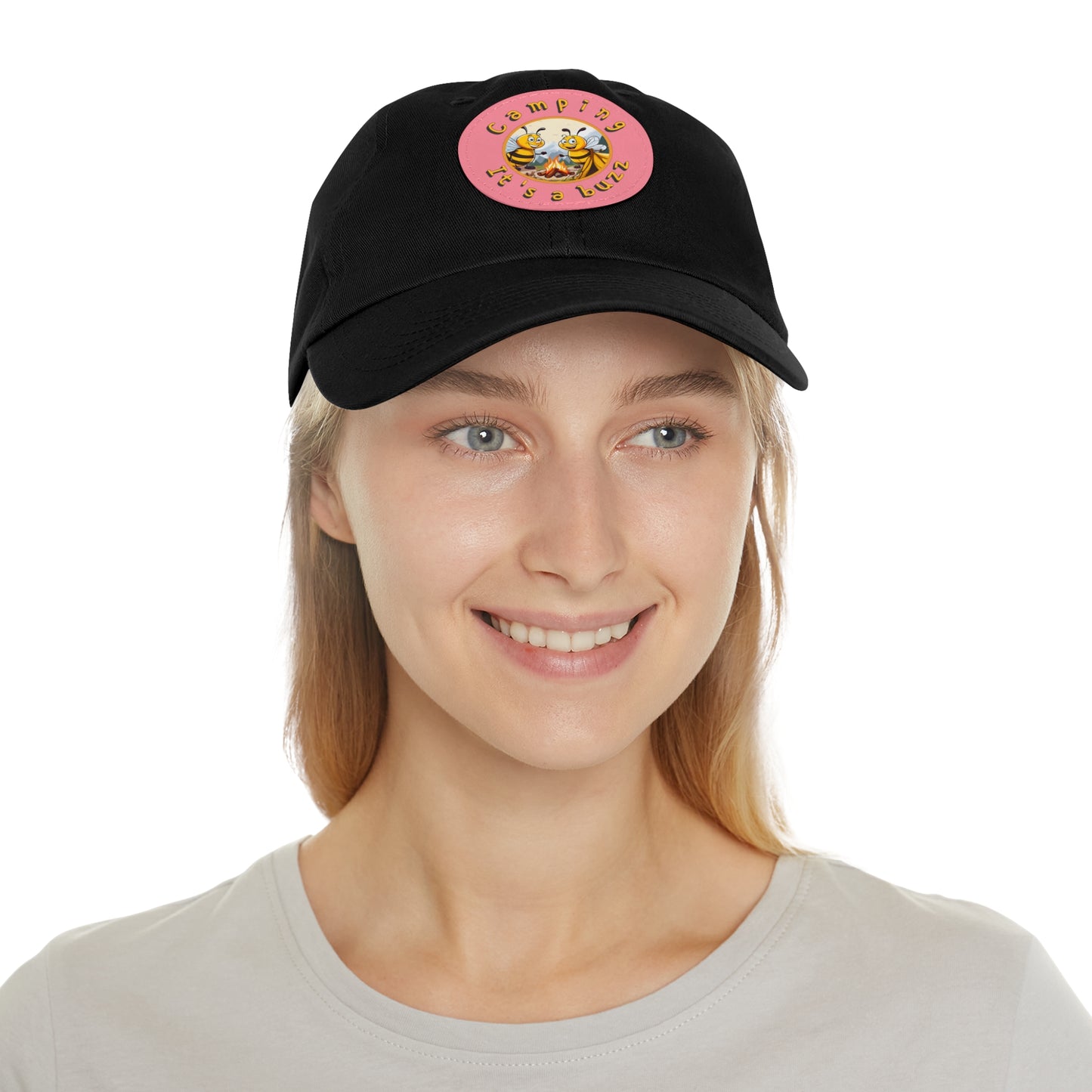 Camping it's a buzz beeasone Hat with round leather patch