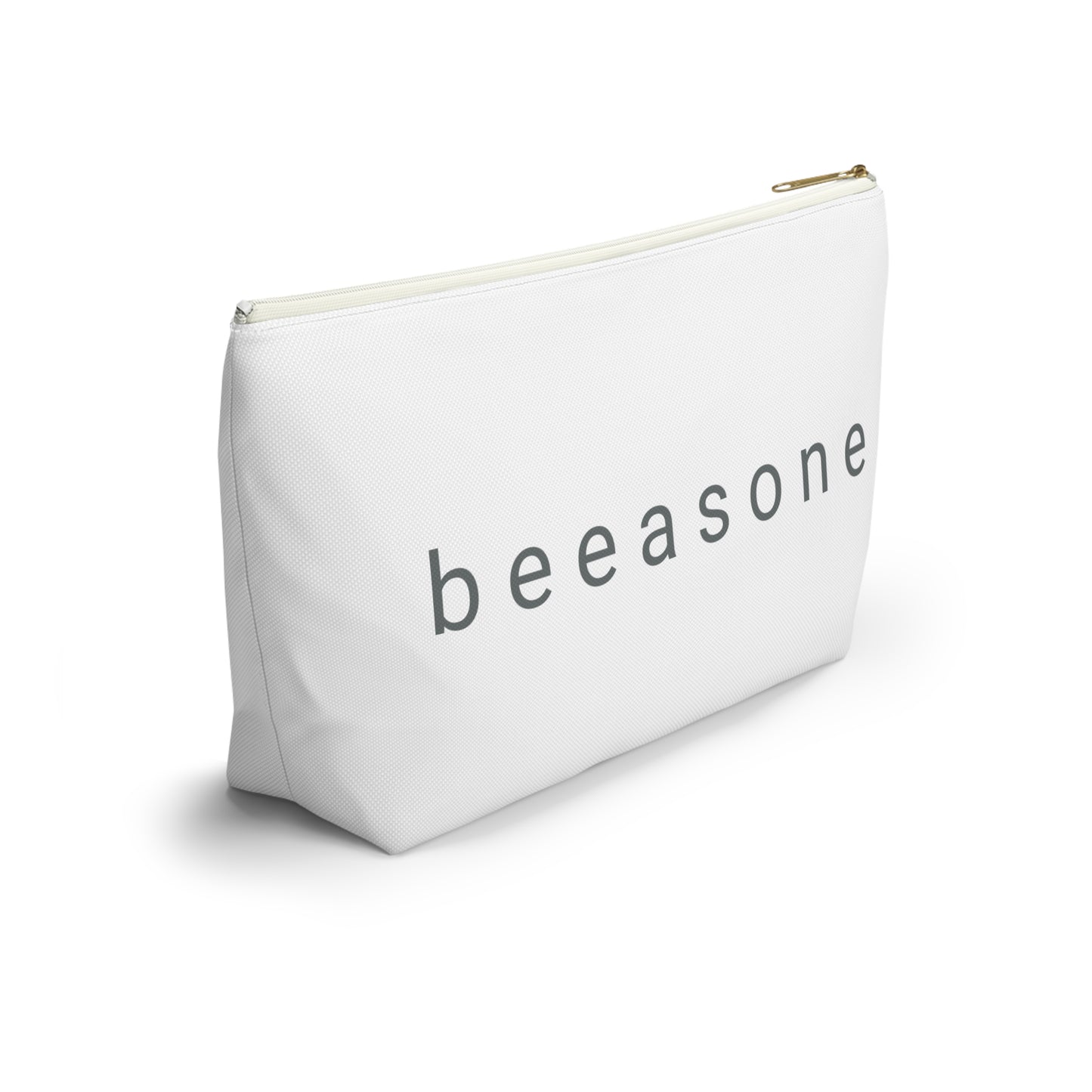 Life's happier with bees beeasone stylish white cosmetics pouch