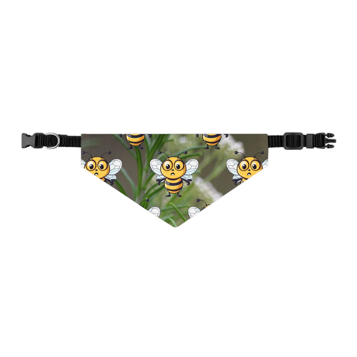 beeasone bee pet bandana supporting their best friend, the bees - includes adjustable buckle up black collar