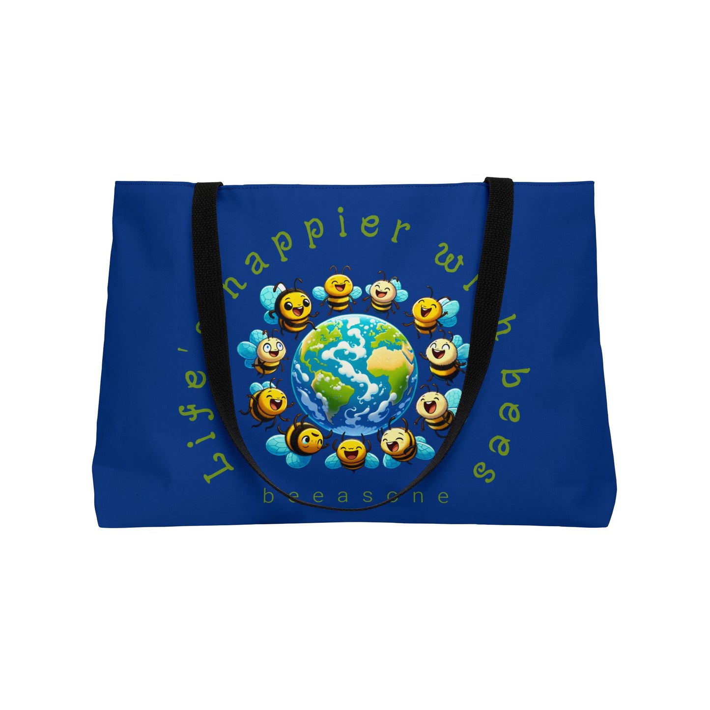 Life's happier with bees beeasone weekender tote bag dark blue