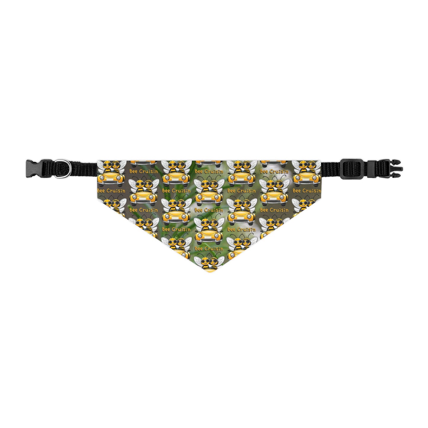 Cruisin Pet Bandana collar supporting their best friend, the bees - includes adjustable buckle up black collar