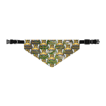 Cruisin Pet Bandana collar supporting their best friend, the bees - includes adjustable buckle up black collar