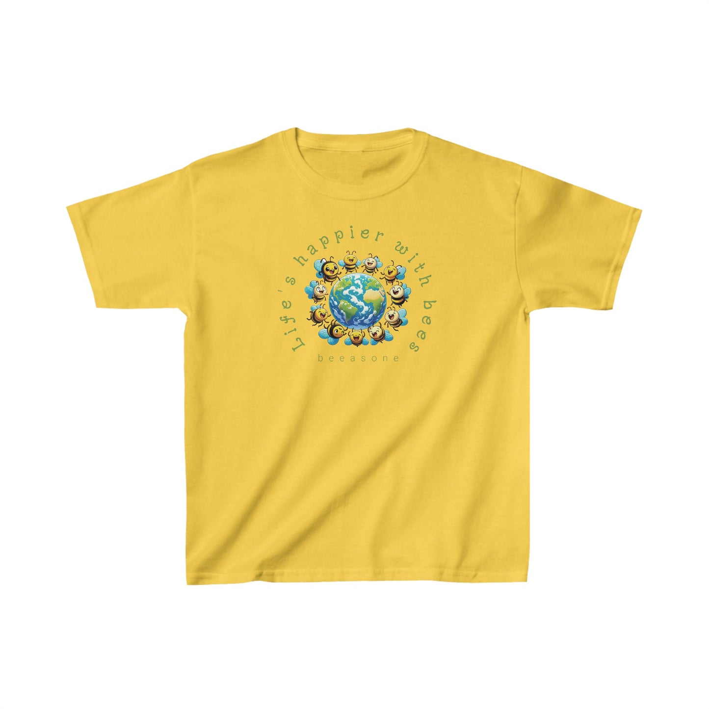 Life's happier with bees beeasone gorgeous Kids Tee Heavy Cotton™ available in diff sizes and colors