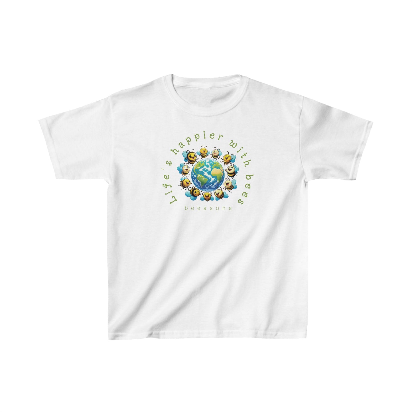 Life's happier with bees beeasone gorgeous Kids Tee Heavy Cotton™ available in diff sizes and colors