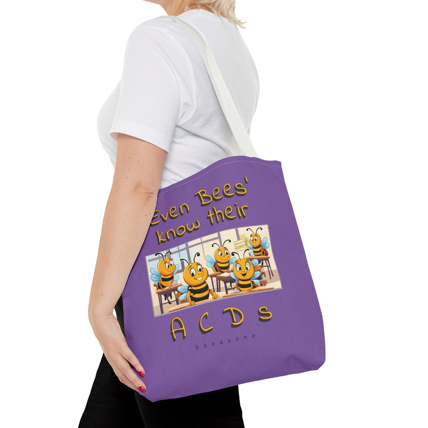 Even bees know their A C D s beeasone stylish purpil Tote Bag Special Spelling Bee Promotion