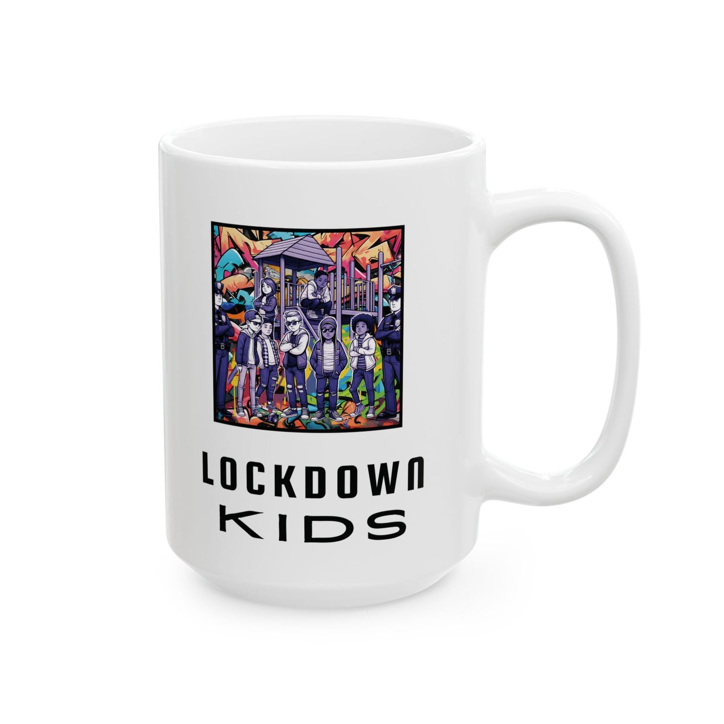 Lockdown Kids in playground double sided - Covid Lockdown Cup