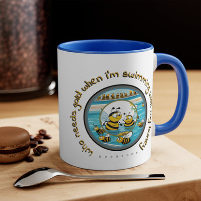 Swimming with my honey gold beeasone coloured Coffee Mug 325ml (Standard 11oz)