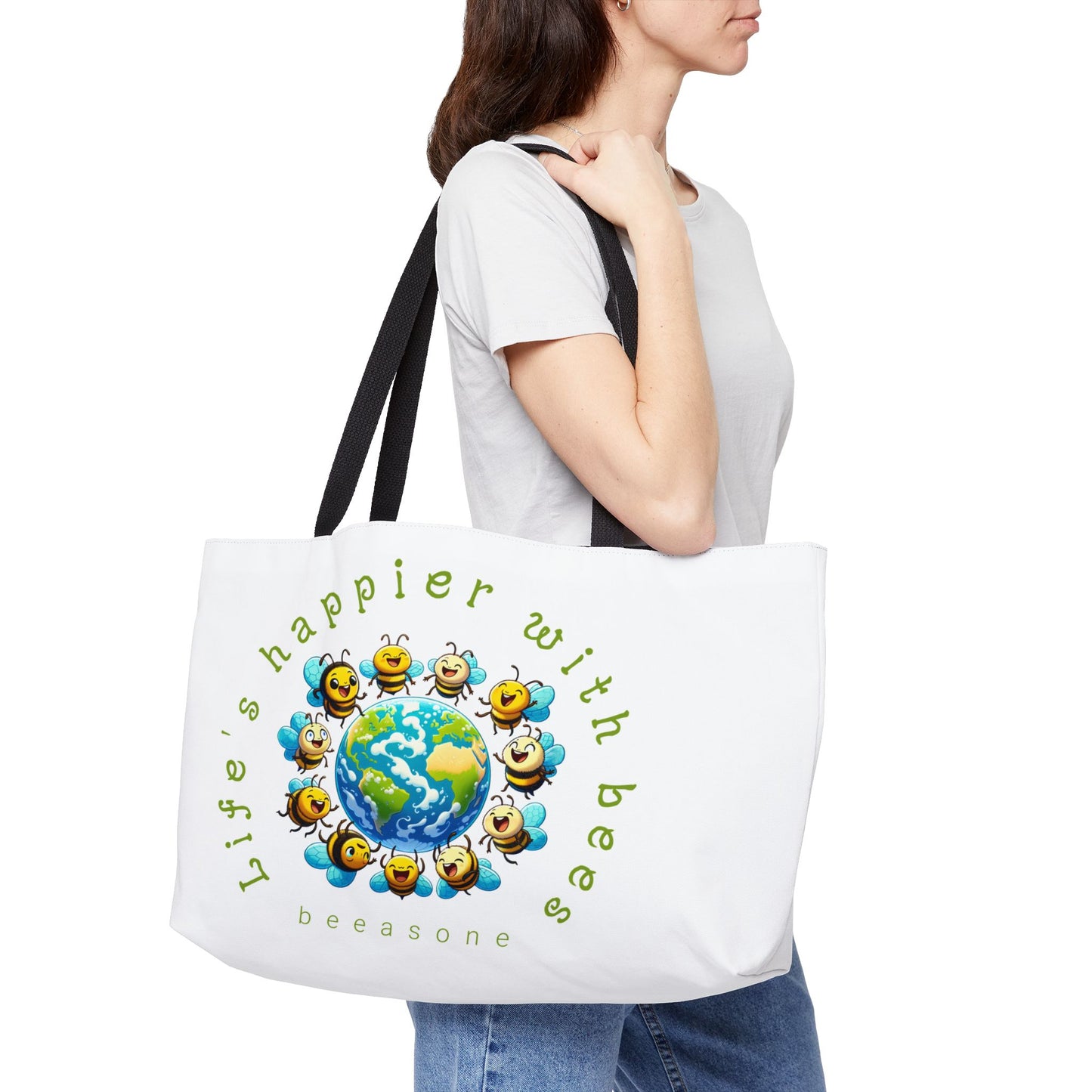 Life's happier with bees beeasone weekender tote bag