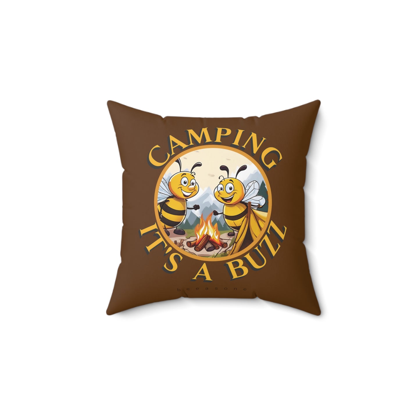 Camping it's a buzz beeasone square cushion / pillow (4 sizes available) Special edition