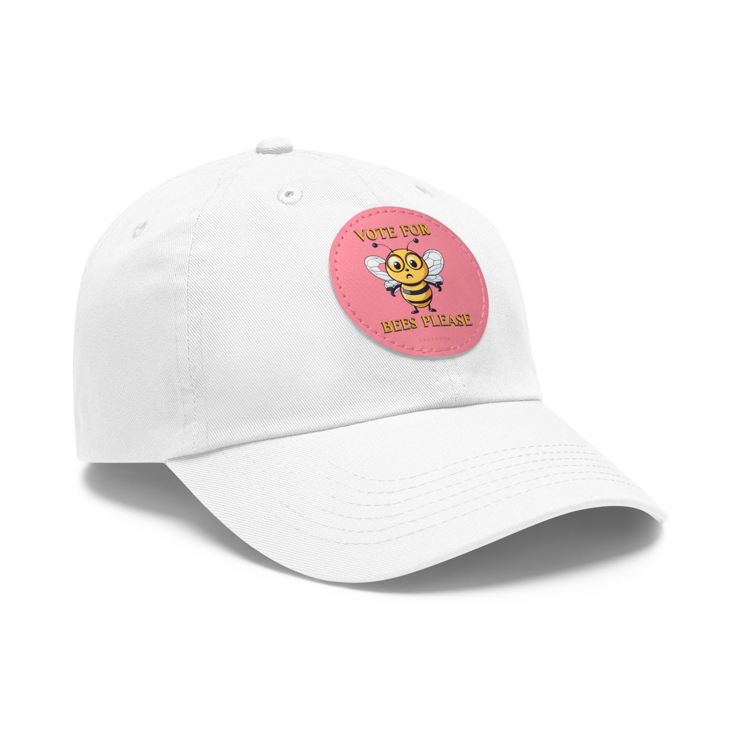 Vote for bees please beeasone Hat with round leather patch