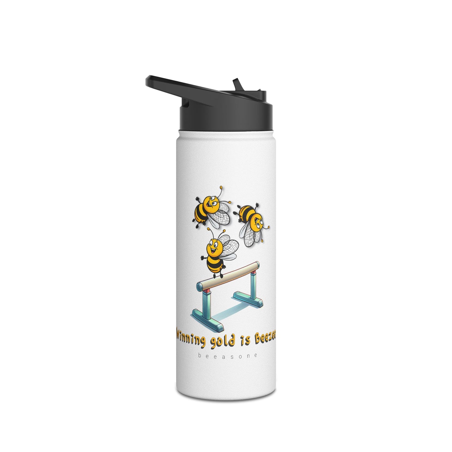 Winning gold is beezee beeasone gymnastics stainless steel body Water Bottle with polypropylene lid BPA free tumbler