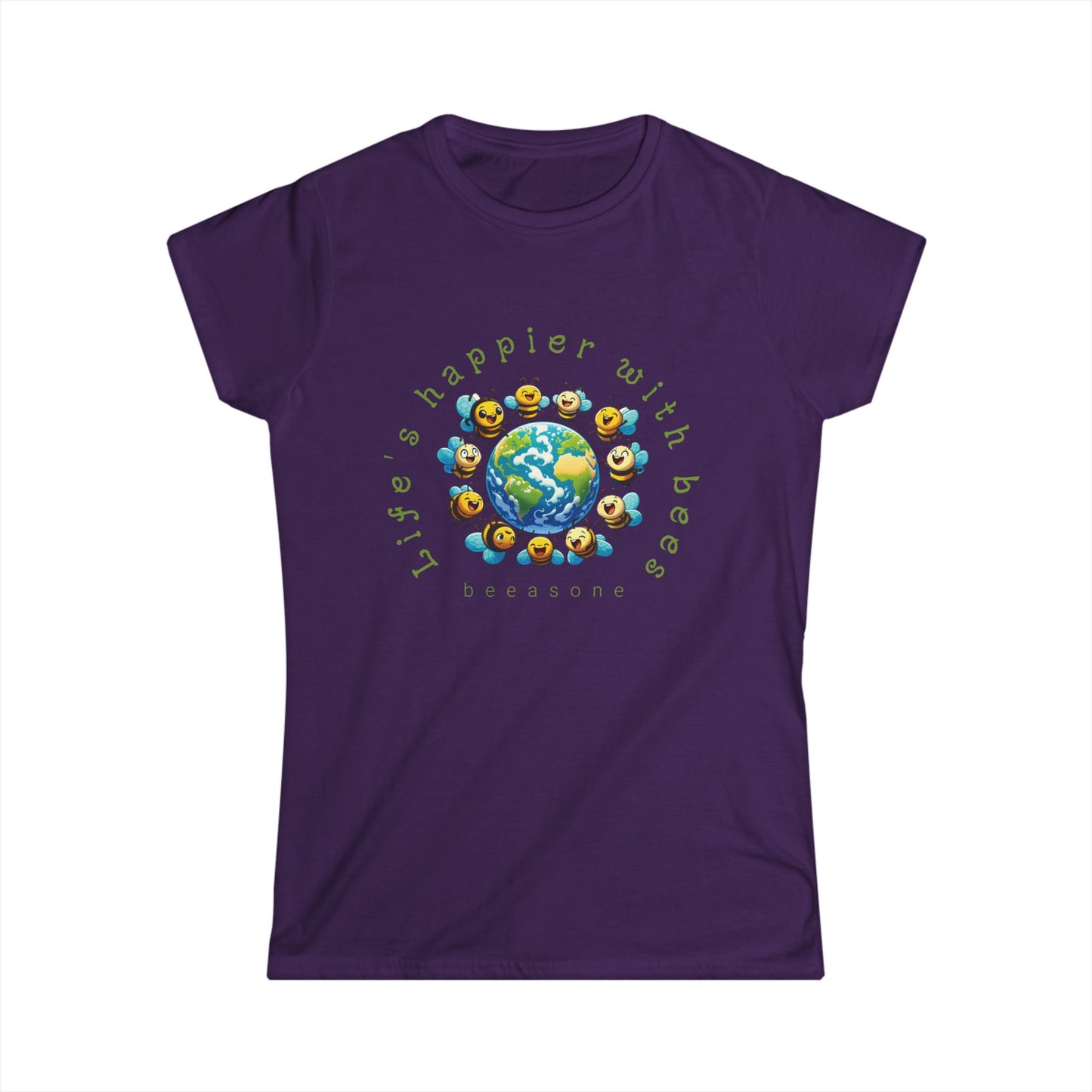 Life's Happier With Bees beeasone Women's Softstyle T-shirt available in diff colors