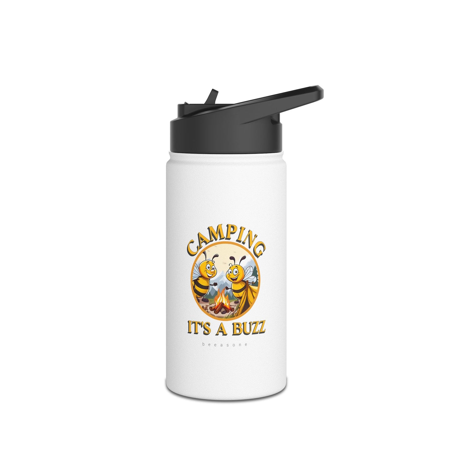 Camping it's a buzz beeasone stainless steel body Water Bottle with polypropylene lid BPA free tumbler