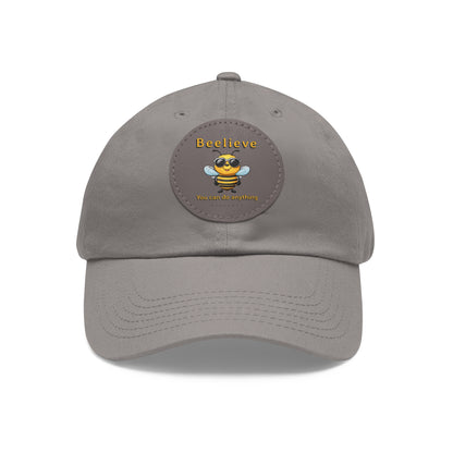 Beelieve you can do anything beeasone Hat with round leather patch