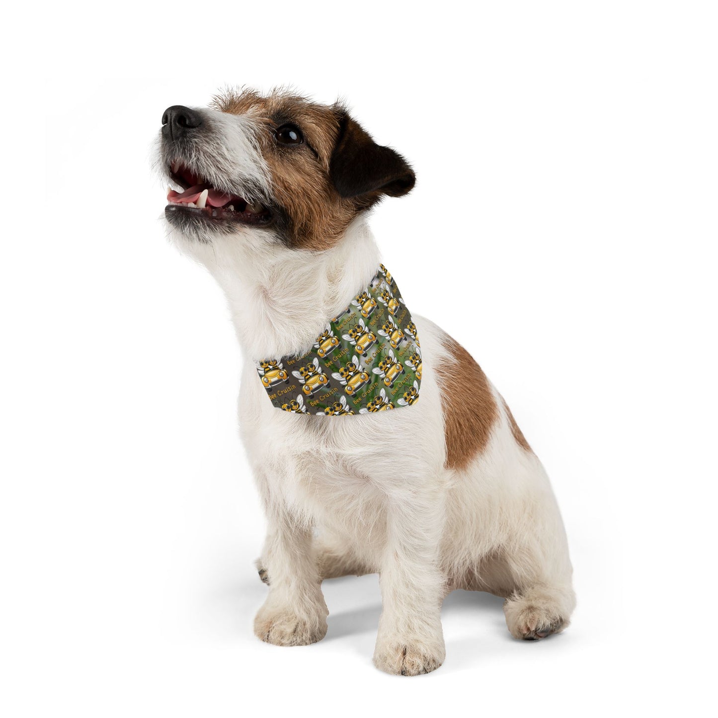 Cruisin Pet Bandana collar supporting their best friend, the bees - includes adjustable buckle up black collar