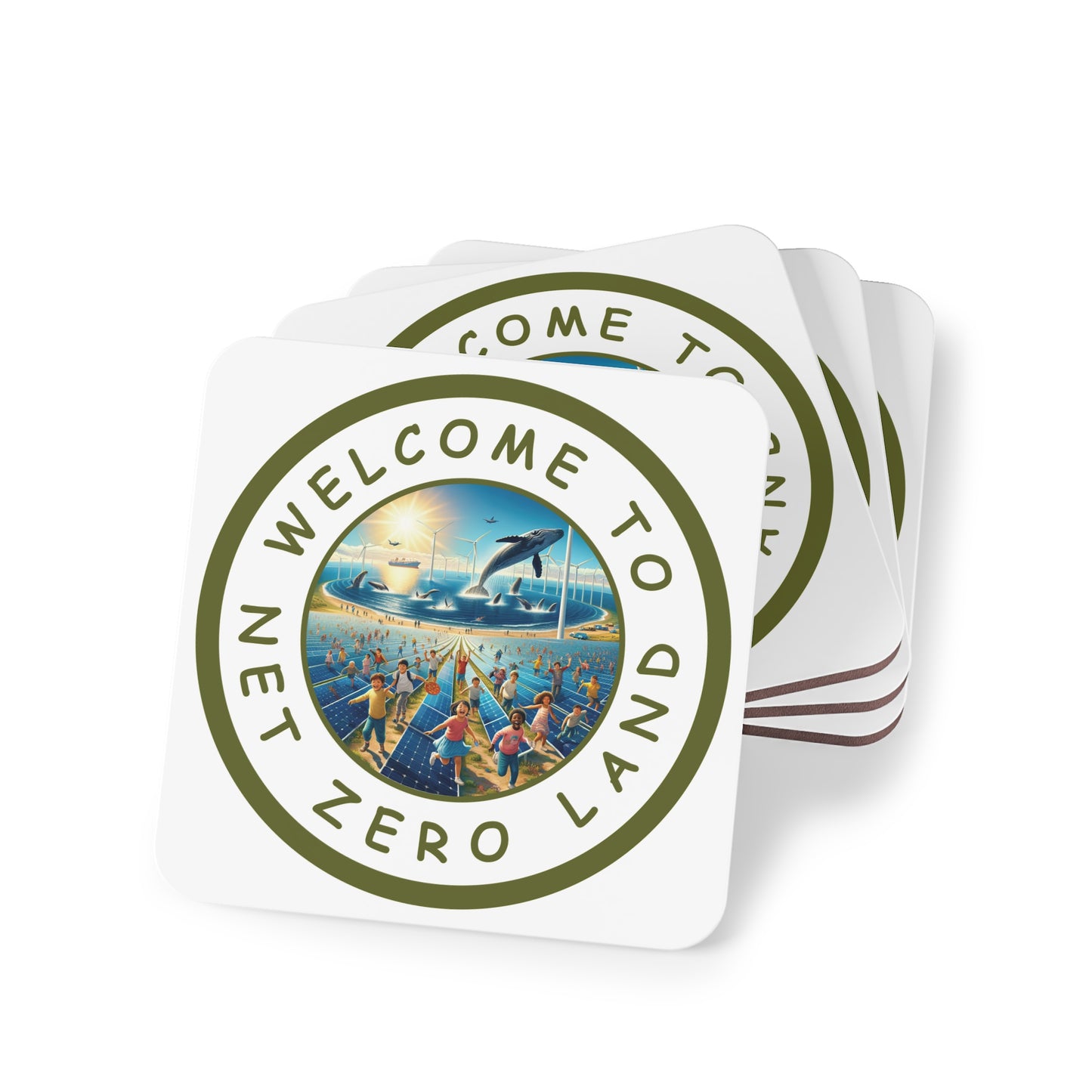 Net Zero Land Coaster - 9.5cm diameter (3.7") available as 1 piece or set of 4. Limited edition (V36)