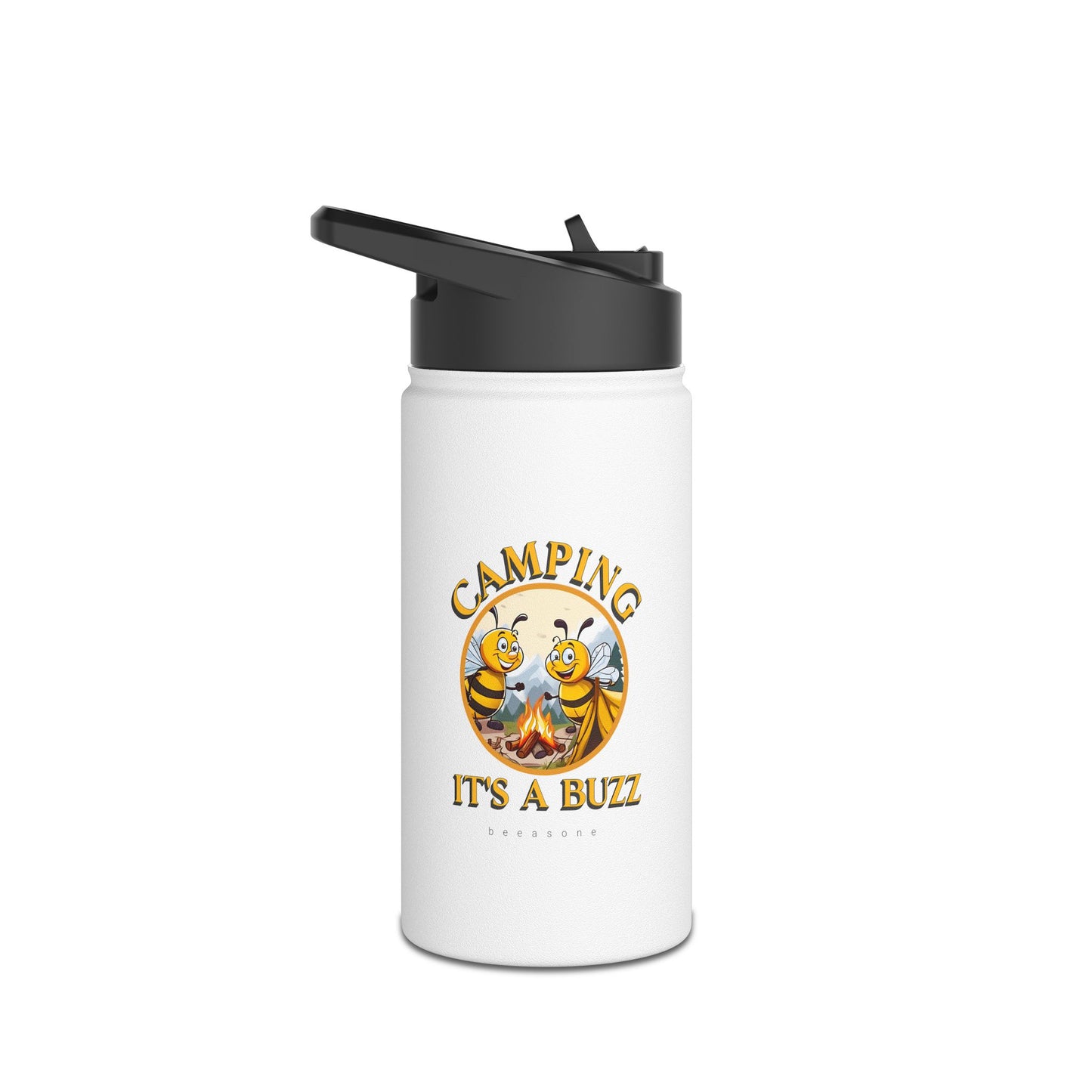 Camping it's a buzz beeasone stainless steel body Water Bottle with polypropylene lid BPA free tumbler