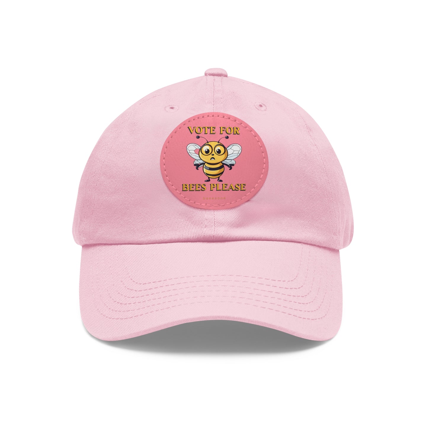 Vote for bees please beeasone Hat with round leather patch