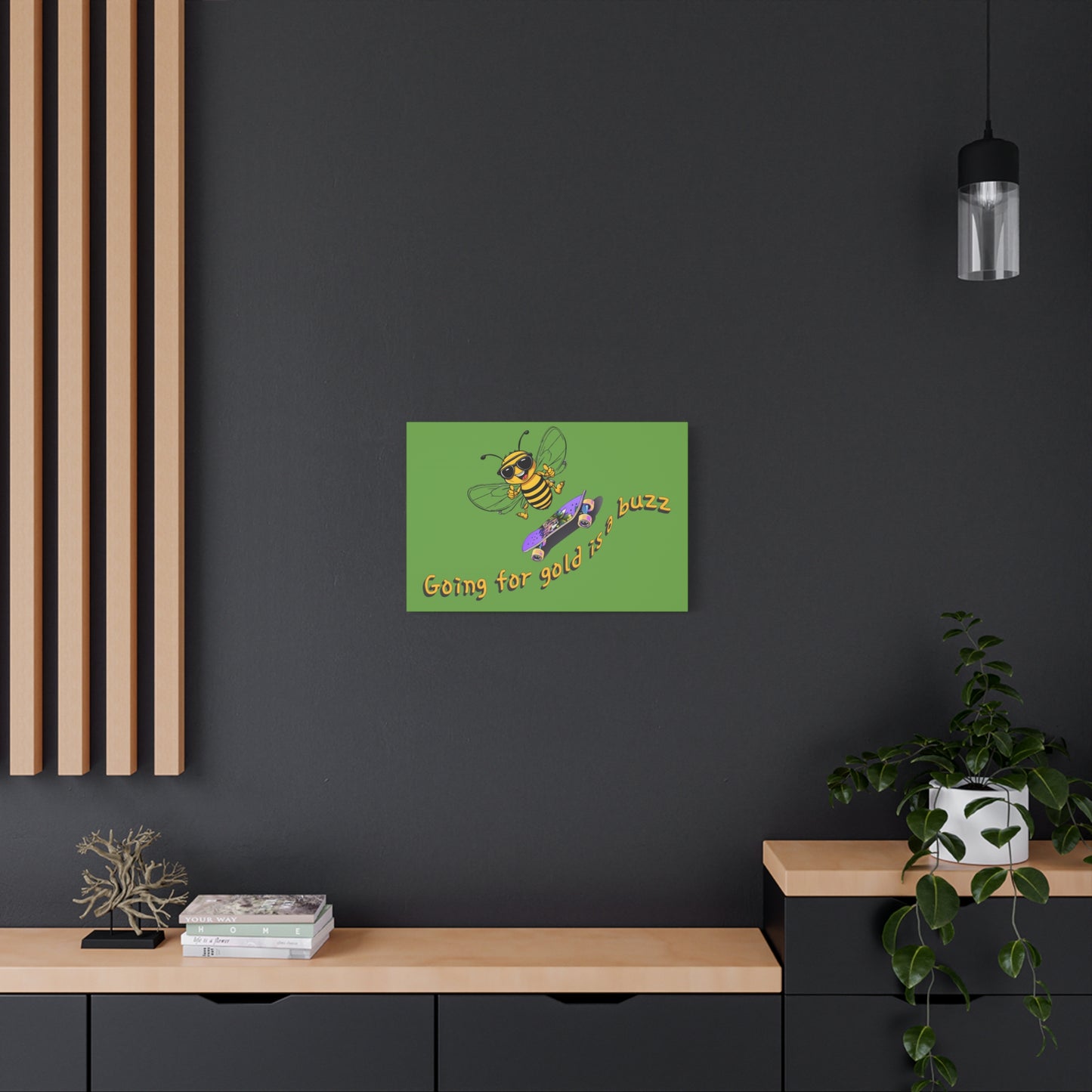 Skateboarding beeasone print on canvas with hanging kit