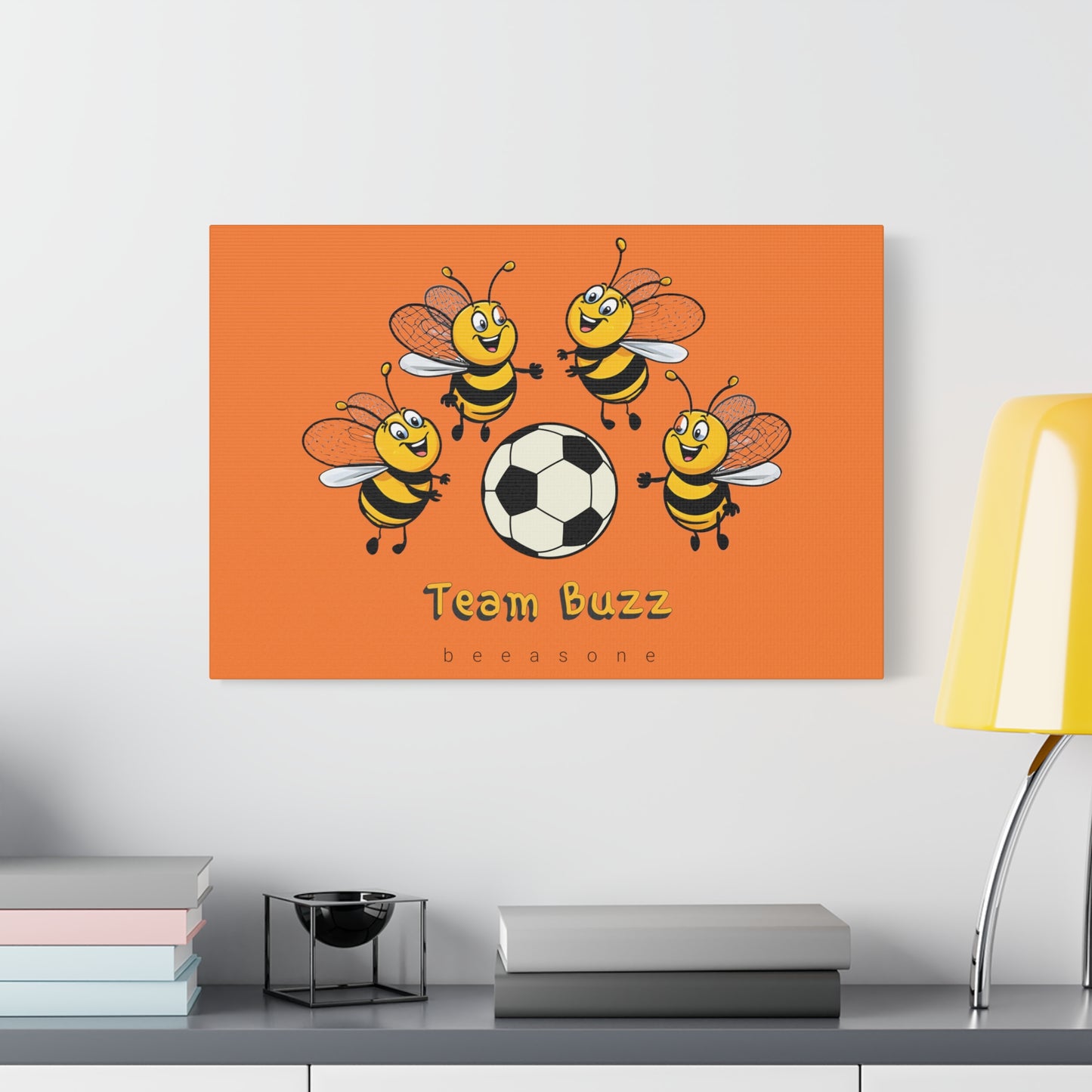 Soccer beeasone print on canvas with hanging kit