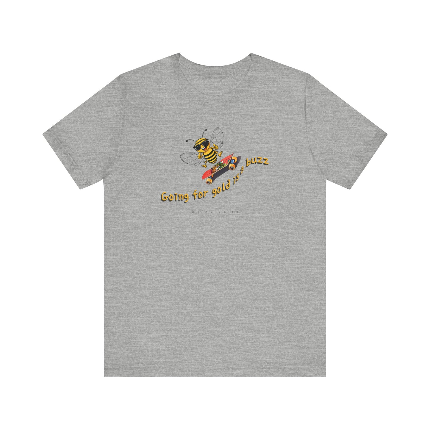 Going for gold is a buzz beeasone skateboard Unisex Jersey Short Sleeve with dual side seams to hold shape for longer t-shirt